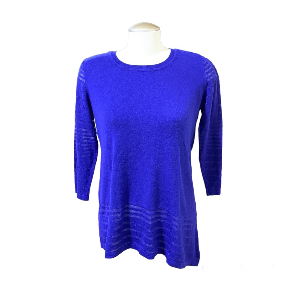 Peck & Peck Royal Blue Asymmetrical Knit Tunic Sweater Size Small
